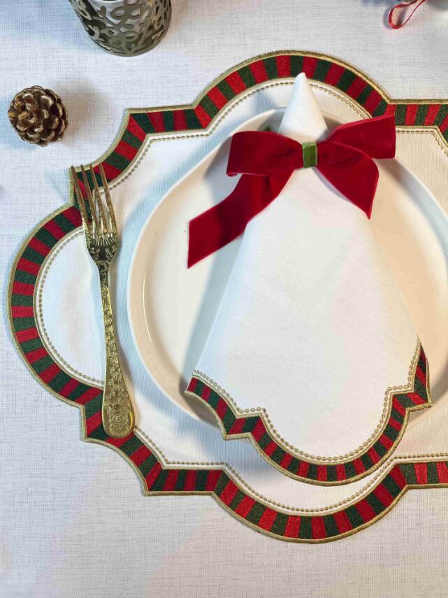 Çizgili Yılbaşı MASA PEÇETESİ 2 ADET - 2